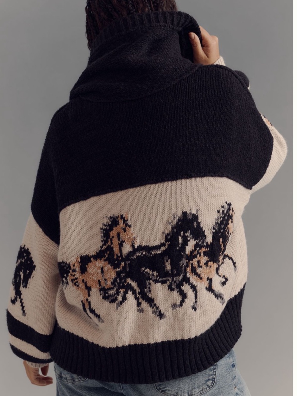Anthropologie Horse Graphic Cardigan size S NWT
